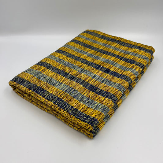 Yellow and Blue Striped Filipino Handwoven Blanket